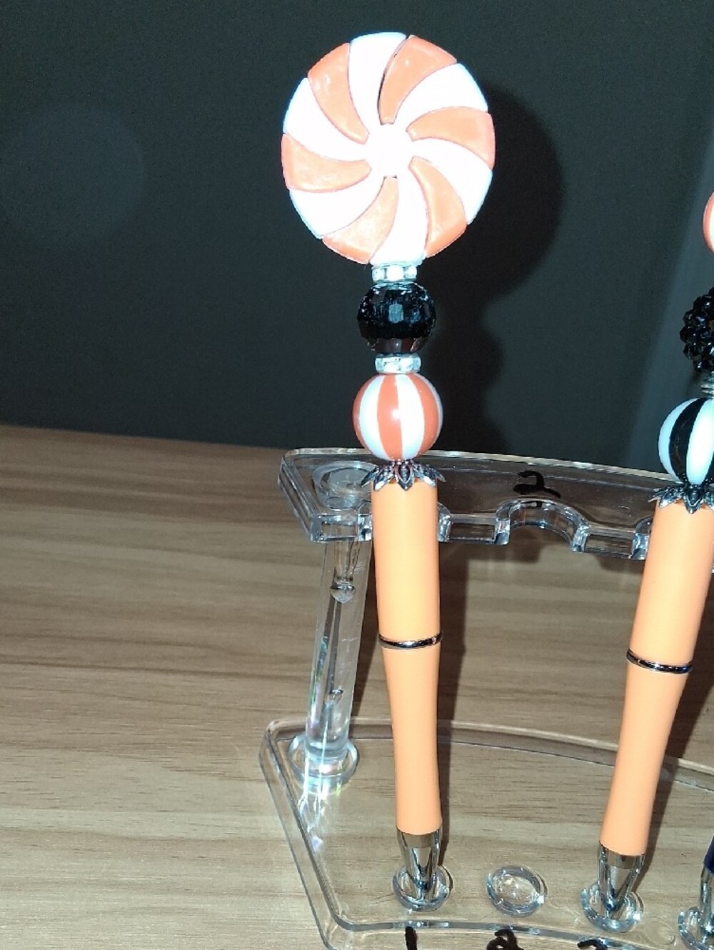 Handcrafted Halloween Beaded Pen - Assorted Orange, Green, Blue, Red SOLD SEP. - Picture 3 of 5